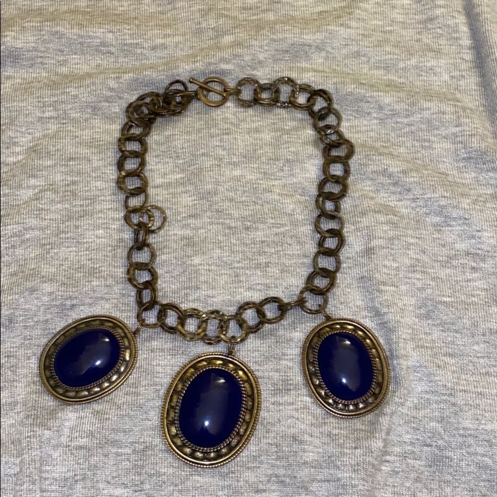 Like New Chunky Necklace with Large Blue Stones